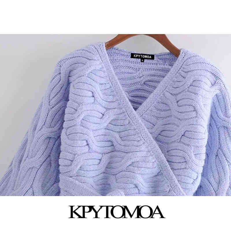 Women Fashion With Bow Tied Cropped Wrap Cable-knit Cardigan Sweater Long Sleeve Female Outerwear Chic Top 210420