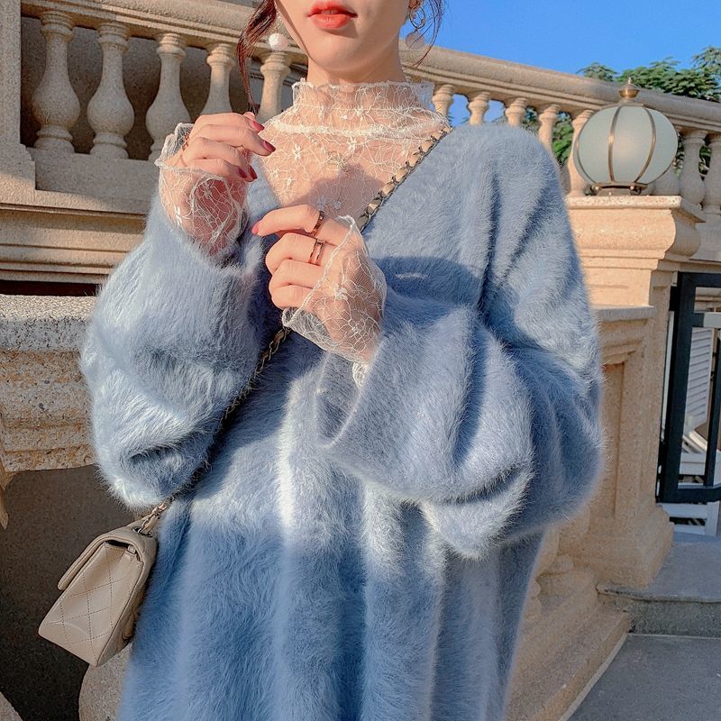 Fleece Sweater Women Winter Warm Thick Sweet Pullover Female Loose Japanese Kawaii Korean Tops 210510