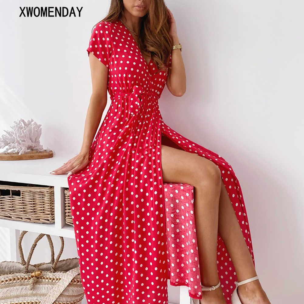 Summer Women Polka Dot Print Long Dress Sexy Deep V Neck Split Boho Red Beach Vacation Dresses Casual White Strappy Robe Femme 210608, Navy blue
Summer Women Polka Dot Print Long Dress Sexy Deep V Neck Split Boho Red Beach Vacation Dresses Casual White Strappy Robe Femme 210608, Navy blue