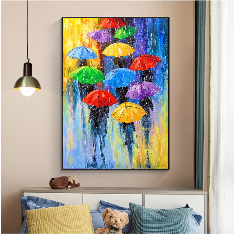Colorful Umbrella Graffiti Abstract Painting Wall Art Canvas Prints Posters and Prints For Living Room Decoration