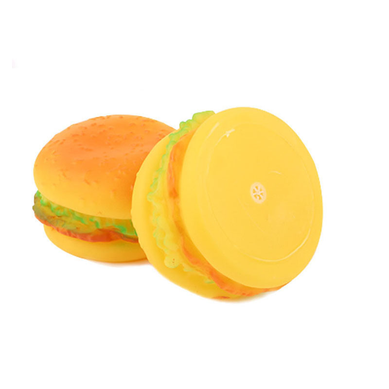 Interactive Dog Toys For Small Vinyl Glue Hamburger Squeak Puppy Diameter 8.5cm Chew Bite Resistant