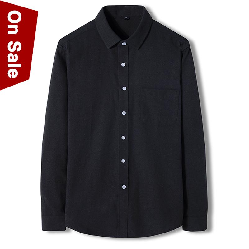 Spring Plain Shirts Men Soft Mens Dress Male Summer Casual Long Sleeve Black White Blue Non-Iron Brand Clothing #S72 Men's