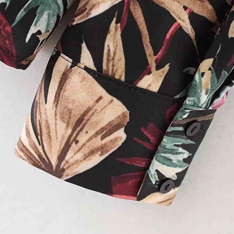 casual lady retro printing tailored collar blouse fashion women long sleeve shirt autumn loose tops chemise blusas S3539 210430Z