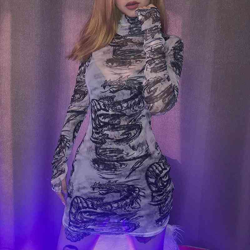 mesh material bodycon mini dress women turtleneck see-through dragon print party dress autumn skinny vestidos, Black;gray
mesh material bodycon mini dress women turtleneck see-through dragon print party dress autumn skinny vestidos, Black;gray