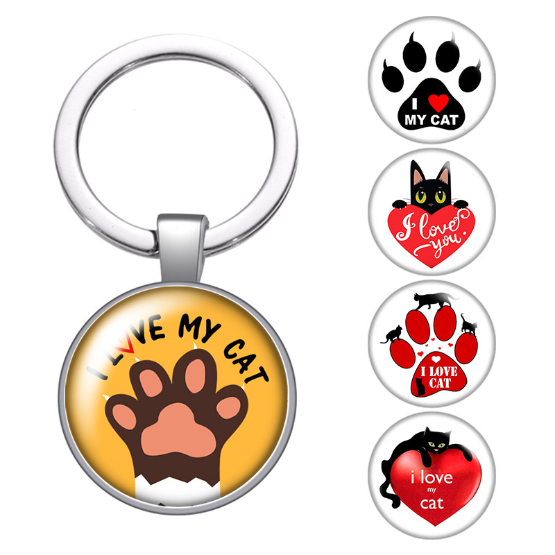 Love Cat Lovely Pet Footprint Gift Glass Cabochon Keychain Bag Car Key Chain Ring Holder Silver Plated Keychains Men Women Gifts
Love Cat Lovely Pet Footprint Gift Glass Cabochon Keychain Bag Car Key Chain Ring Holder Silver Plated Keychains Men Women Gifts