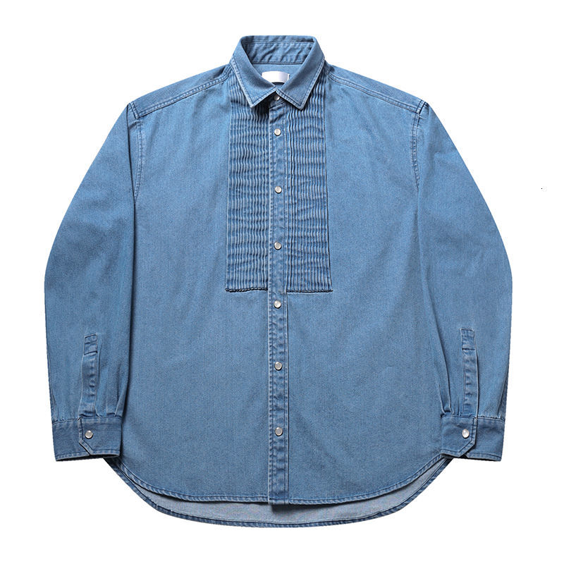 IEFB Spring Loose Oversized Men's Shirt Blue Long Sleeve Denim Shirts Lapel Single Breasted Clothes Korean Trend 9Y7346 210524
