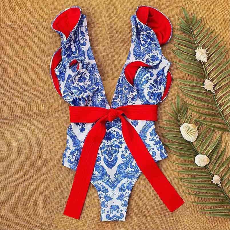 Sexy Ruffle Print Floral Strappy Slimming Swimwear Women Swimsuit Deep-V Bathing Suit Beach Wear Monkini 210630, Na19589p2
Sexy Ruffle Print Floral Strappy Slimming Swimwear Women Swimsuit Deep-V Bathing Suit Beach Wear Monkini 210630, Na19589p2