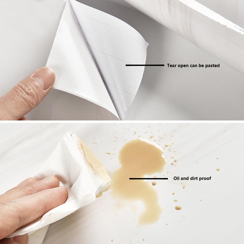 Wallpapers Marble Self-adhesive Wallpaper Thicken Waterproof Cabinet Countertop Pattern Kitchen Oil-proof PVC