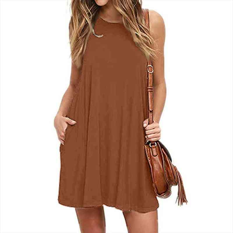 dress for women sleeveless loose casual solid dress summer swing mini sundress shirtdress summer mini tee tank dress p3, Black;gray