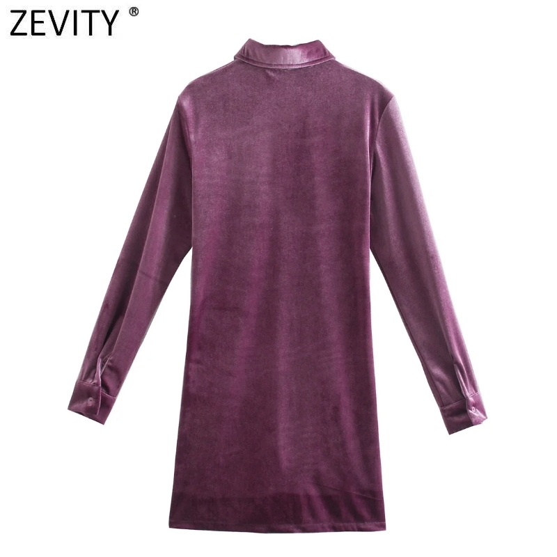 Zevity Autumn Fashion Women Orange Green Color Pleated Single Breasted Slim Shirt Dress Female Long Sleeve Velvet Vestido DS4617 210409