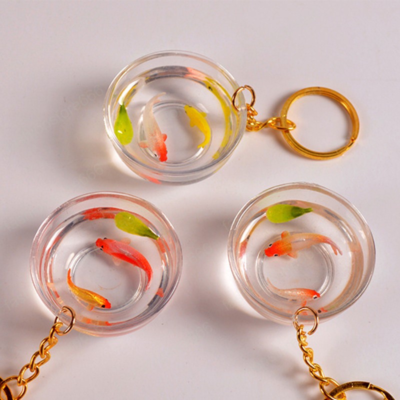 Creative Lucky Koi Keychain Fish Tank Goldfish Bag Pendant Fashion Ornaments for Friends Tourist Memorial Jewelry Gifts