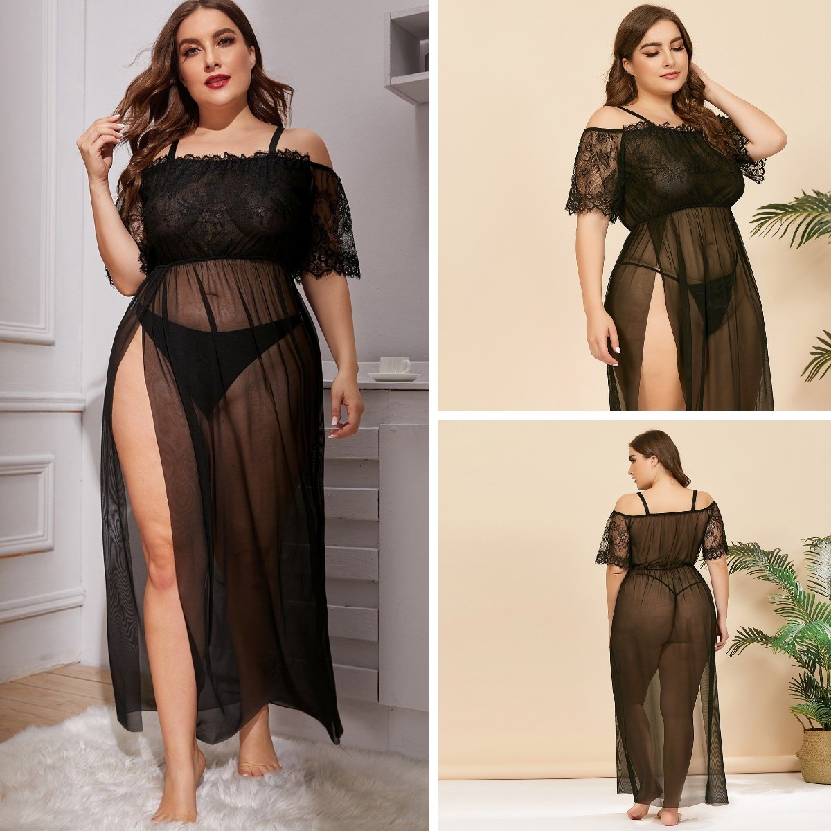 In Stock 4 Plus Size Women Underwear Sexy Mess Night Long Dress Nightgown Hollow out Nightdress Lingerie Lace Nightwear Transparent Sleepwear G-string Pajamas, Black
In Stock 4 Plus Size Women Underwear Sexy Mess Night Long Dress Nightgown Hollow out Nightdress Lingerie Lace Nightwear Transparent Sleepwear G-string Pajamas, Black
