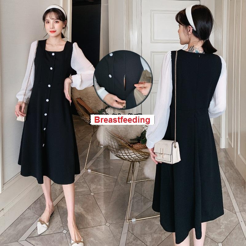 Maternity Dresses Spring Autumn Nursing Clothing Chiffon Patchwork Long Sleeve Breastfeeding Clothes Dress For Pregnant Women, Black
Maternity Dresses Spring Autumn Nursing Clothing Chiffon Patchwork Long Sleeve Breastfeeding Clothes Dress For Pregnant Women, Black