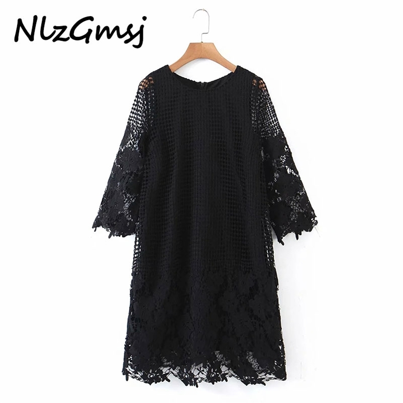 Dres Spring Fashion Round Neck Lace Long Sleeve Solid Color Hollow Out Temperament Loose 210628, As picture
Dres Spring Fashion Round Neck Lace Long Sleeve Solid Color Hollow Out Temperament Loose 210628, As picture