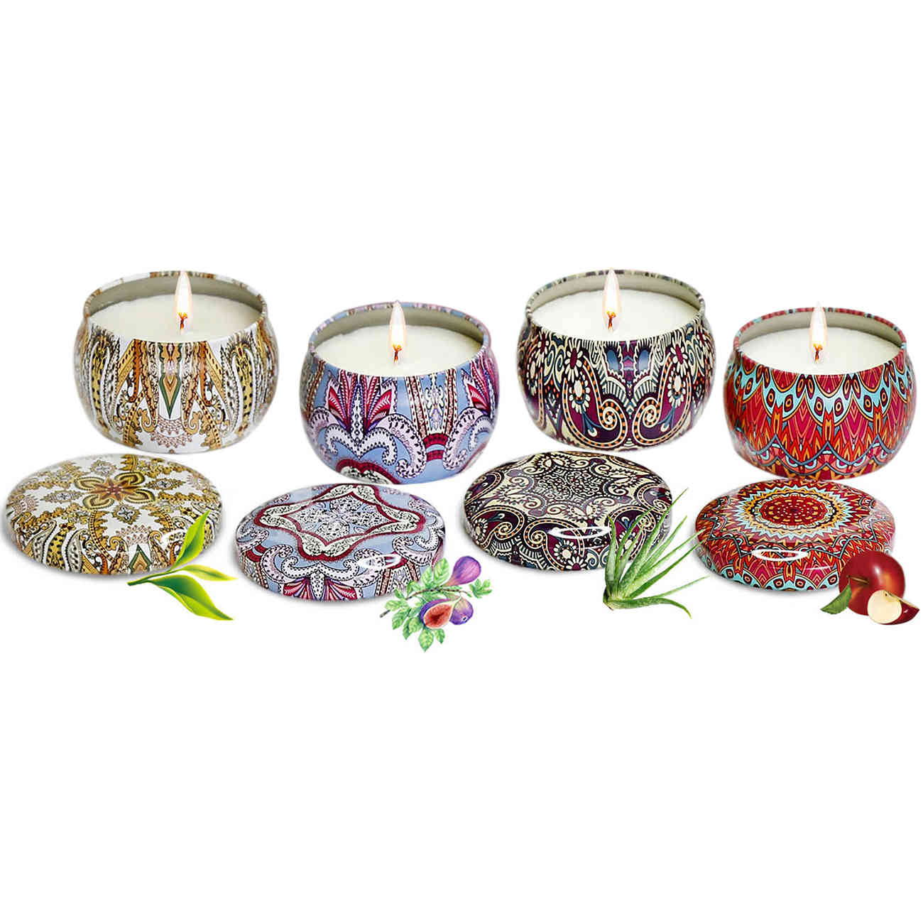 Scented Candles Smokeless Tinplate Gift Set Natural Soy Wax Aromatherapy Candles Kit Home Decor Home Decoration