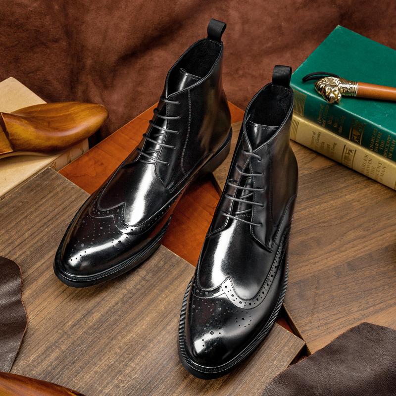 Hanmce Mens Boots Luxury Genuine Leather Men Dress Shoes, Black
Hanmce Mens Boots Luxury Genuine Leather Men Dress Shoes, Black