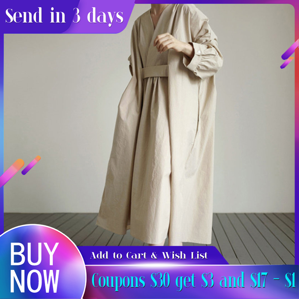 Black Loose Casual Dress Japanese-style Simple Long Dresses Long-sleeved Hedging Temperament College Female V-neck Maxi Dress, Beige
Black Loose Casual Dress Japanese-style Simple Long Dresses Long-sleeved Hedging Temperament College Female V-neck Maxi Dress, Beige