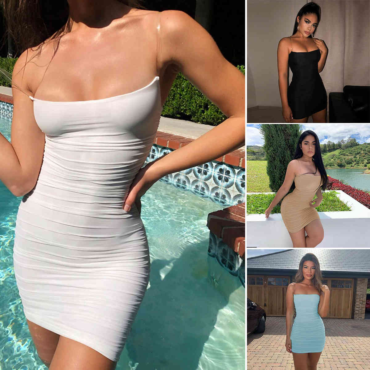 Sexy Invisible Strap Off Shoulder Strapless Bodcyon Sexy Club Dress Woman Party Night Robe Bandage Dress White Black Blue Khaki, Black;gray
Sexy Invisible Strap Off Shoulder Strapless Bodcyon Sexy Club Dress Woman Party Night Robe Bandage Dress White Black Blue Khaki, Black;gray