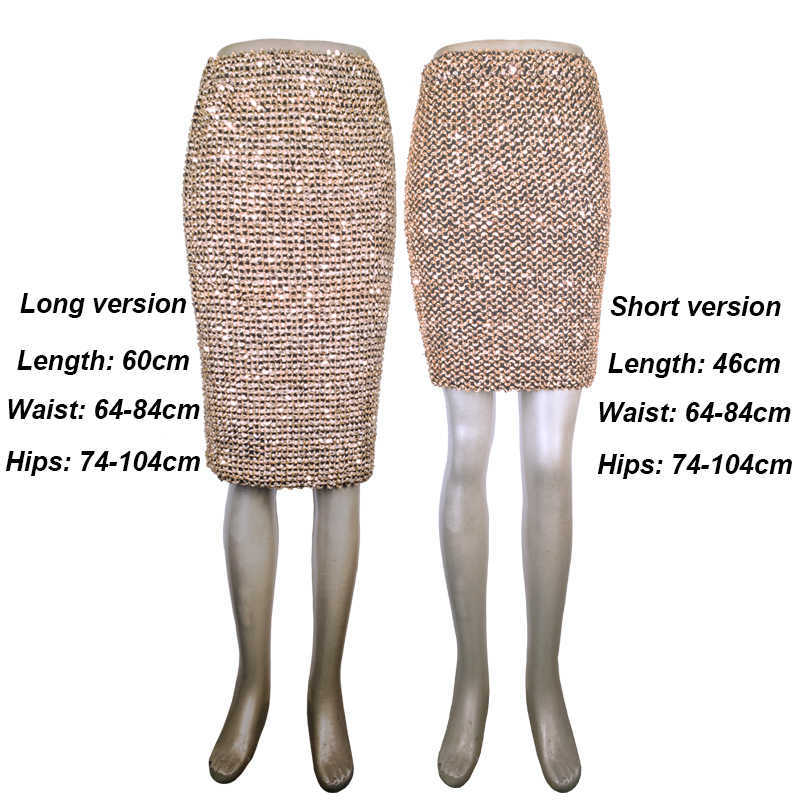 Flectit Womens Skirts Gold Sequined Mini Bodycon Pencil Short Wrap for Office Lady Party Girl Saia 210619