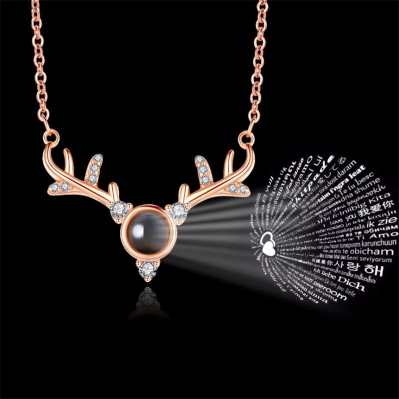 Pendant Necklaces 100 Languages I Love You Deer Necklace Titanium Stainless Steel Inlaid Projection Trendy Women Jewelry Gifts
Pendant Necklaces 100 Languages I Love You Deer Necklace Titanium Stainless Steel Inlaid Projection Trendy Women Jewelry Gifts