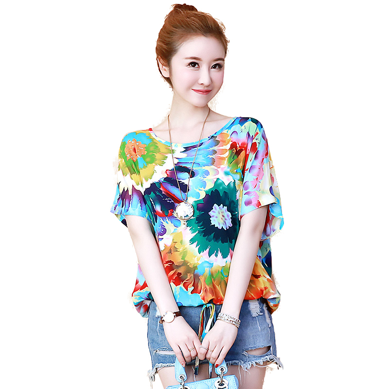 Dames Blouse Zomer Summer Tops for Women s Clothing Print O-Neck Chiffon Sleeve Shirt 4597 50 210427