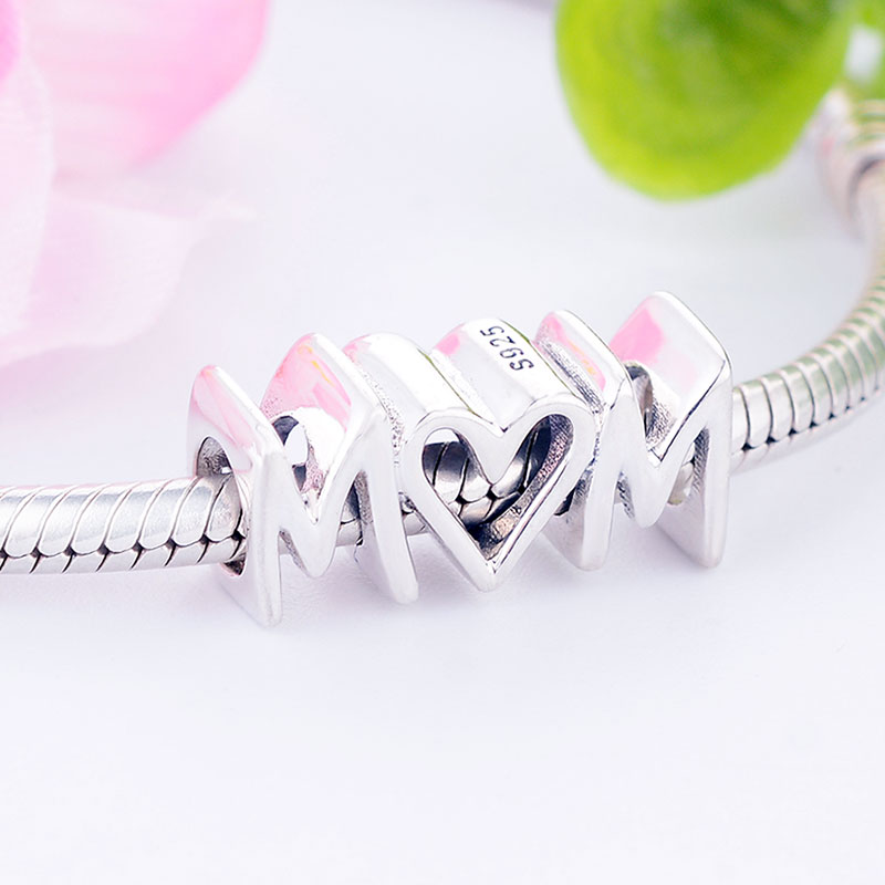 Fit Original Brand Charm Bracelet 925 Sterling Silver Letter Alphabet Script Mom Bead Making Family Kids Berloque