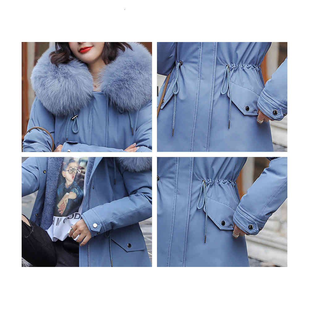 Women Winter Long Parka Warm Velvet Thicken Faux Fur Coats Causal Drawstring Waist Pocket Hooded Jackets Overcoats 210428