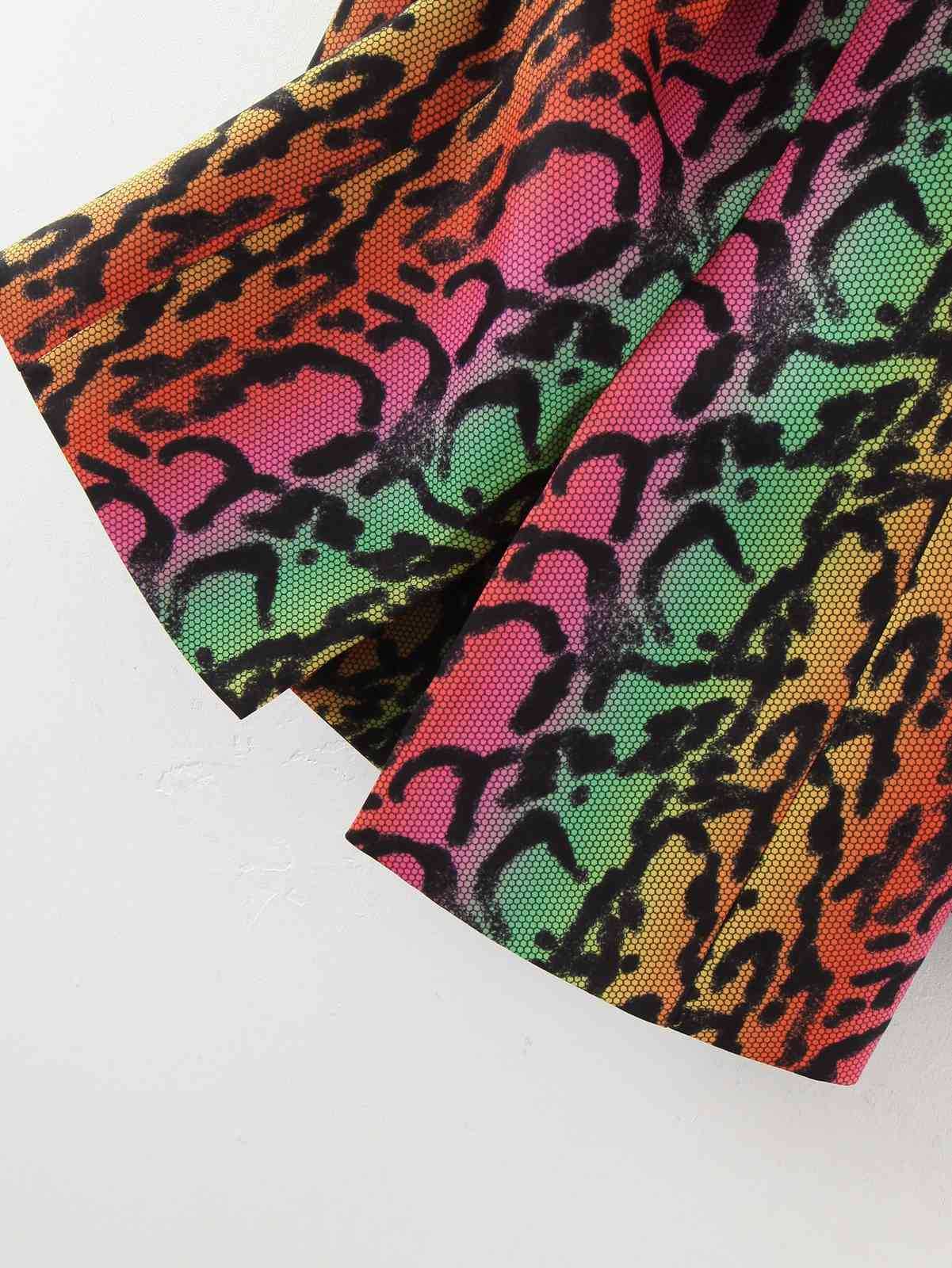 Spring Women Rainbow Pattern Print Hit Color Blazer Lapel Long Sleeve Loose Fit Jacket Fashion Tide 210429