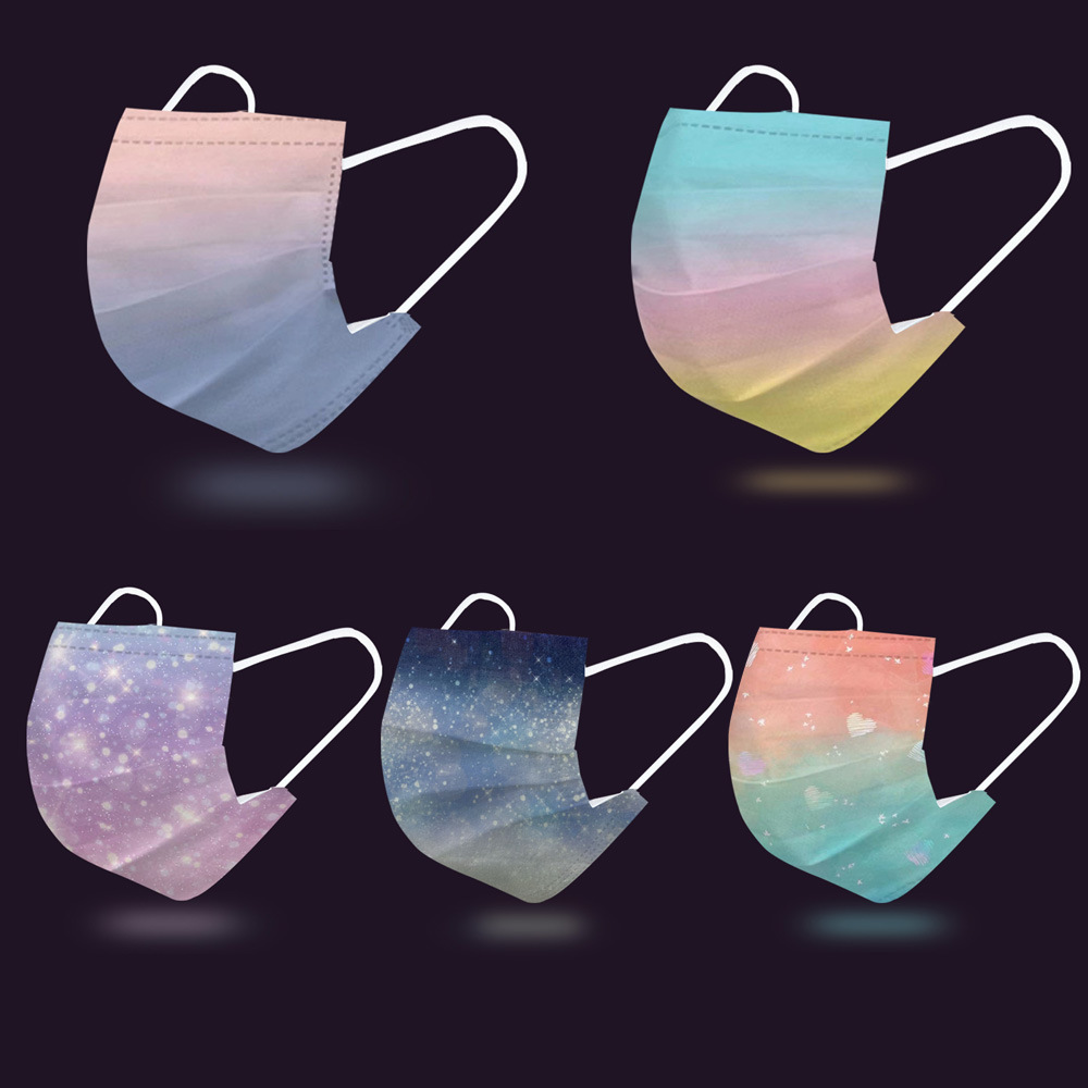 Designer Face Mask Non-woven Adult Gradient starry sky color disposable printing personality trend three-layer meltblown protective masks
Designer Face Mask Non-woven Adult Gradient starry sky color disposable printing personality trend three-layer meltblown protective masks