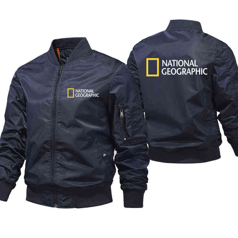 Mens bomber jackets National Geographic jacket streetwear hombre Spring Autumn Winter Coats Male Windbreak Jackets H1224