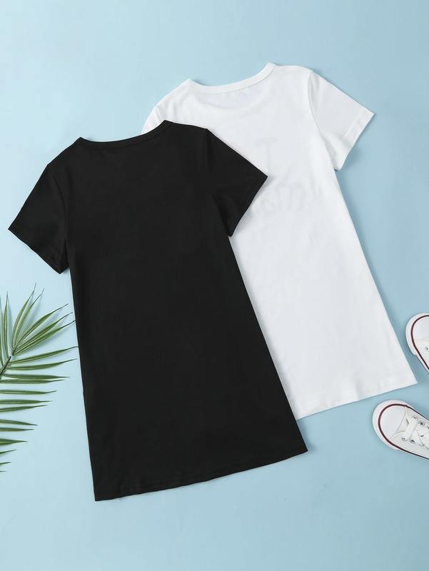 Toddler Girls 2pcs Heart & Letter Graphic Tee Dress SHE