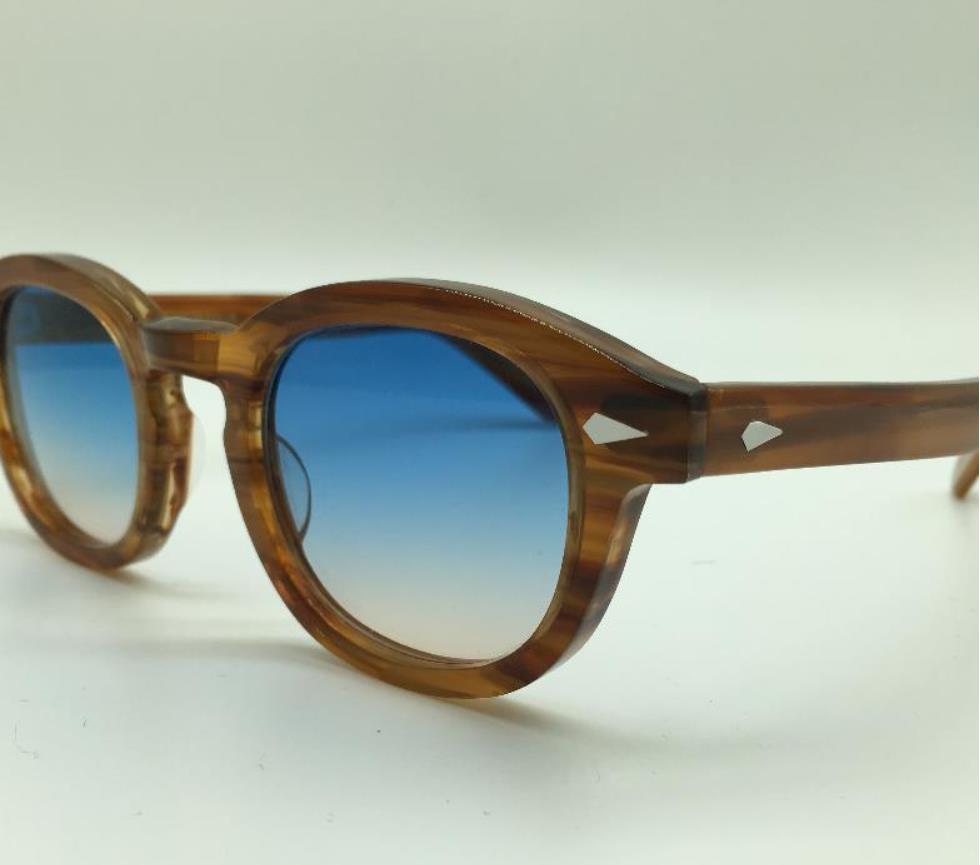 NEW Fashion Lemtosh Johnny Depp style sunglasses high quality Vintage round sun glasses Blue-brown lenses