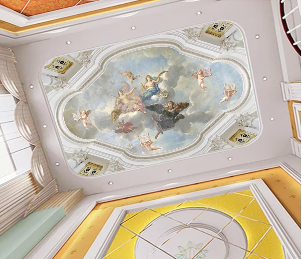 Custom wallpaper 3d photo mural living room bedroom ceiling European style angel ceiling wallpaper papel de parede