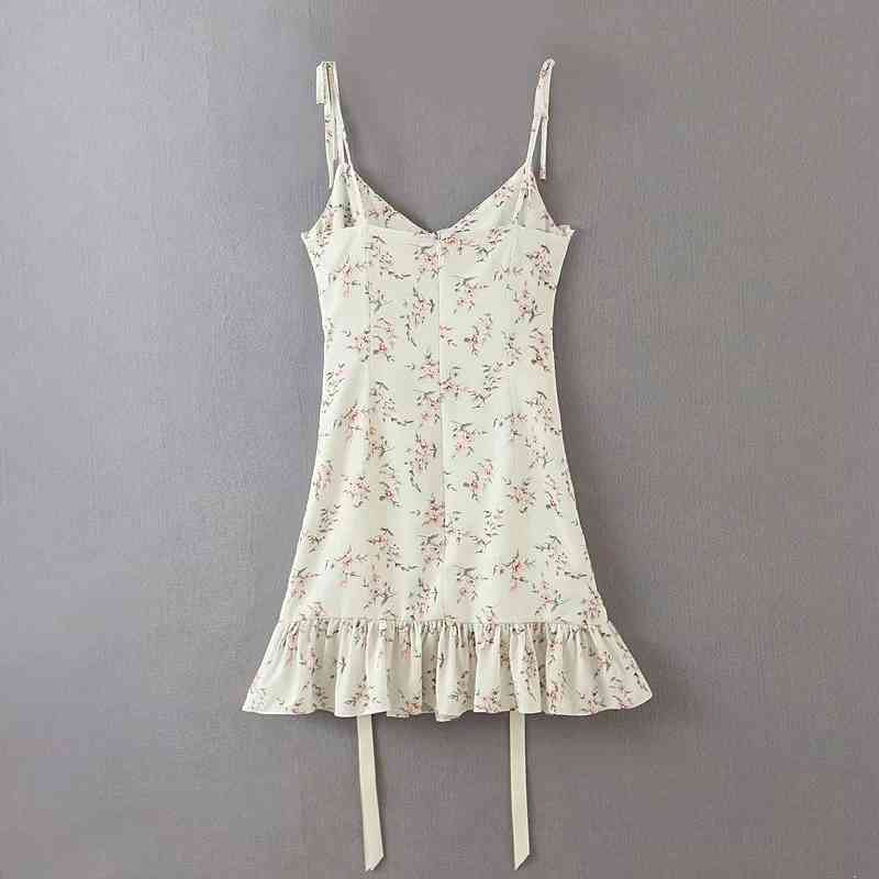 Foridol Lace Spliced Floral Print Bodycon Mini Dress Women Strappy Summer Boho Sundress Lace Up Vintage Sleeveless Dress Vestido 210415