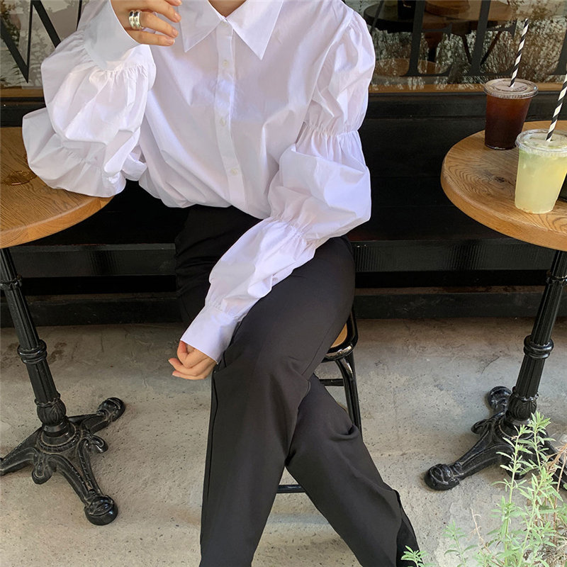 White Chic Casual Spring High Quality Solid Sweet Shirts Vintage Gentle Streetwear Women Elegance Brief Blouses 210421