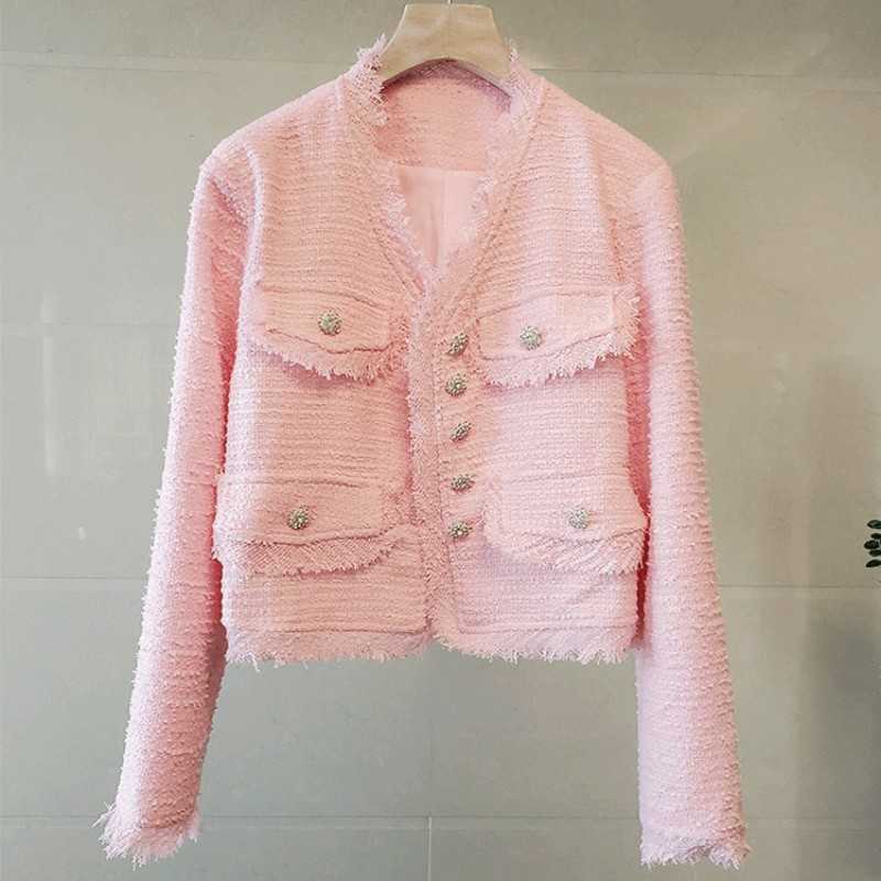 Arrival Runway Women's High Quality French Luxury All-Match Casual Tweed Jacket Coat Elegant Lovely Pink Outerwear 210529, White
Arrival Runway Women's High Quality French Luxury All-Match Casual Tweed Jacket Coat Elegant Lovely Pink Outerwear 210529, White