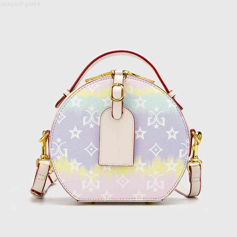 21New Independent design bagBlue Valley old flower print foreign rainbow color small round bag women's 2021 new style leisure Single Sh
21New Independent design bagBlue Valley old flower print foreign rainbow color small round bag women's 2021 new style leisure Single Sh