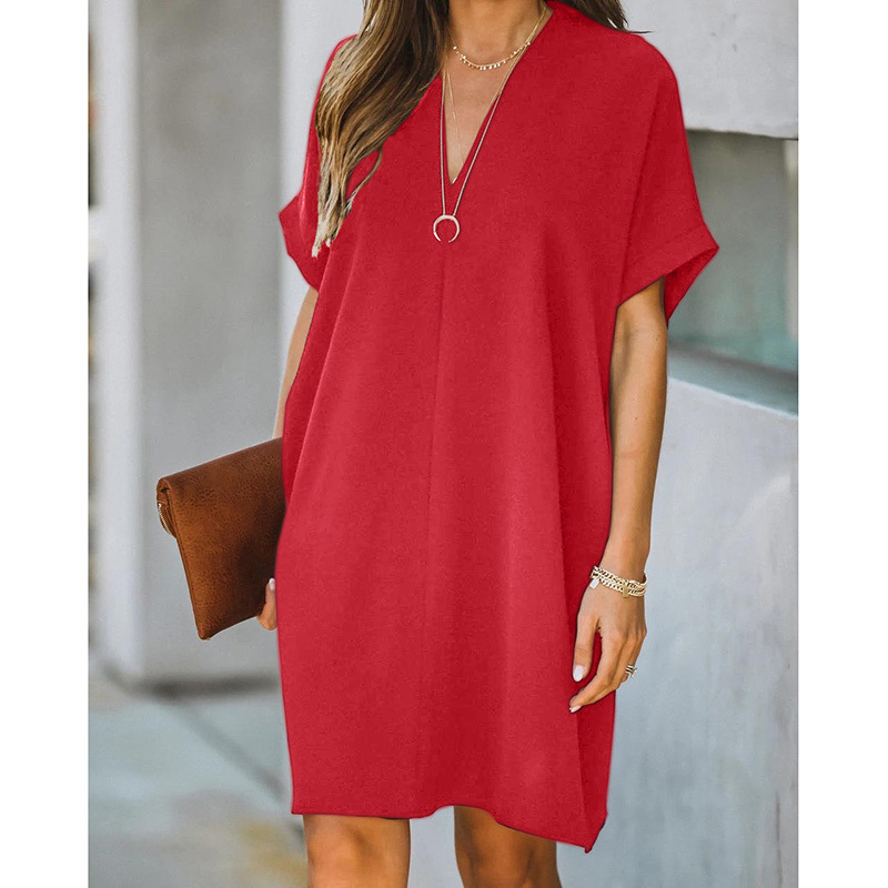 Lucyever Women's Summer V-neck Dresses Casual Loose Cotton Short Sleeve Party Dress Ladies Solid Basic Mini Dress Woman XXL 210521, Blue
Lucyever Women's Summer V-neck Dresses Casual Loose Cotton Short Sleeve Party Dress Ladies Solid Basic Mini Dress Woman XXL 210521, Blue