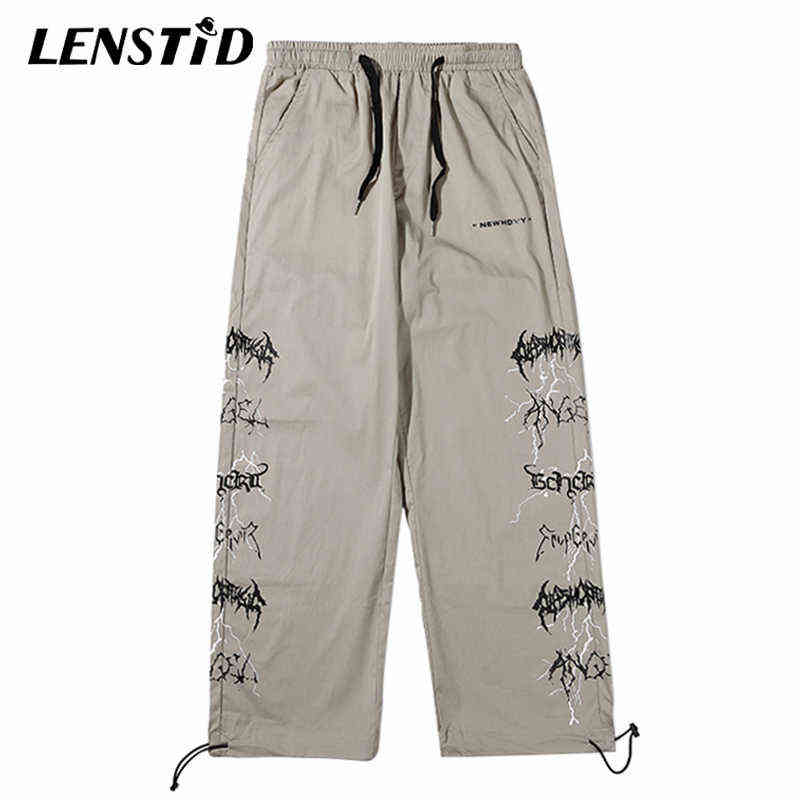 LENSTID Men Hip Hop Lightning Printed Baggy Joggers Pants Harajuku Streetwear Sweatpants Casual Summer Harem Track Trousers 211112