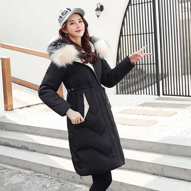 Autumn winter Medium length Women parka Solid zipper Long sleeve Hooded Thick Outwear Coat Jacket Fashion Cotton 211013