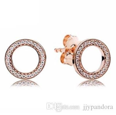 NEW 100% 925 Sterling Silver p square round love heart rose gold Earrings Flower type Hollow Ear Studs charm Beads Fit Original DIY Dangler Wholesale 
