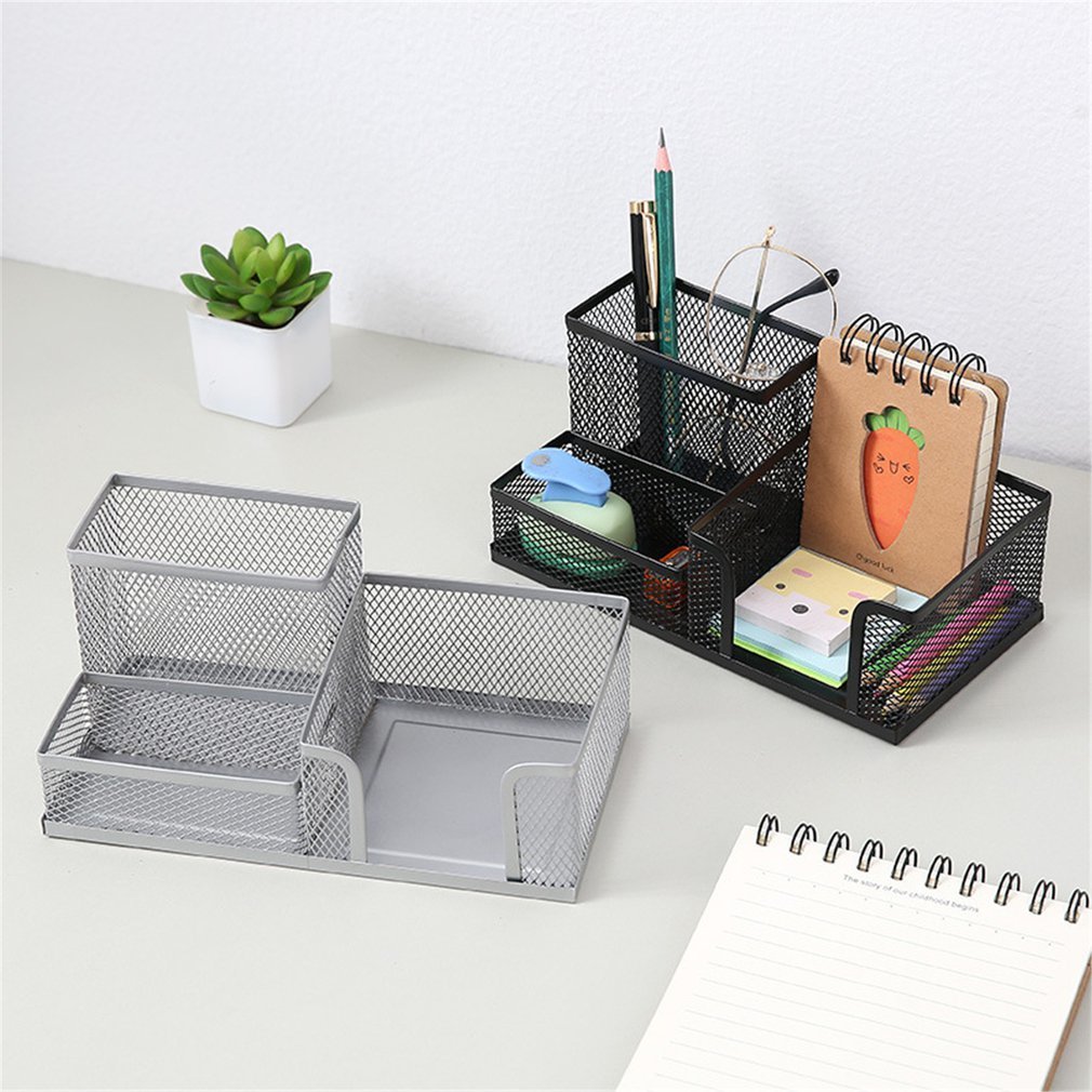 Pen Holder Creative Metal Iron Three Storage Pen holder Student stationery Desktop Office Storage