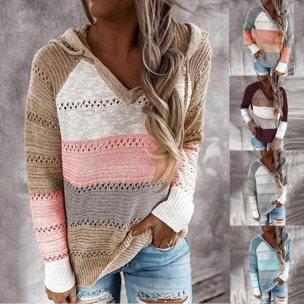 women v neck hooded womens sweaters autumn patchwork knitted elegant striped long sleeve pullovers casual loose jumper, White;black
women v neck hooded womens sweaters autumn patchwork knitted elegant striped long sleeve pullovers casual loose jumper, White;black