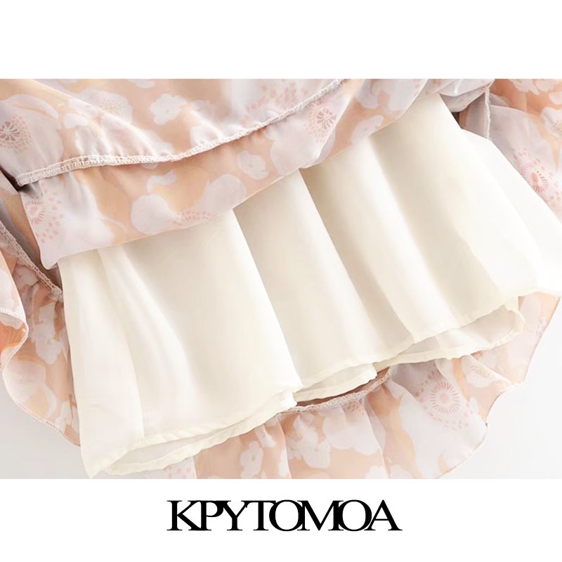 Stylish Floral Print Ruffled Midi Dress Women Fashion Long Sleeve Elastic Waist Office Wear Female Dresses Vestidos 210420