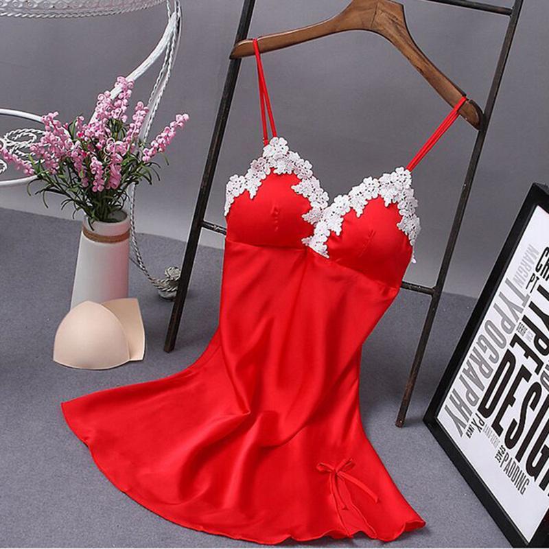 Lace Sleepshirts Women Summer Clothes Sleep Wear Sleeveless Lingerie Sleepwear Nightwear Robe Silk Dress Fashion Sexy Nightgown Women's