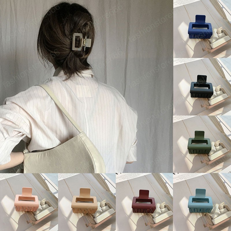 Korean Women Matte Hair Clamps Resin Hair Claws Geometric Square Hairclip Frosted Barrettes Girls Hair Accessories