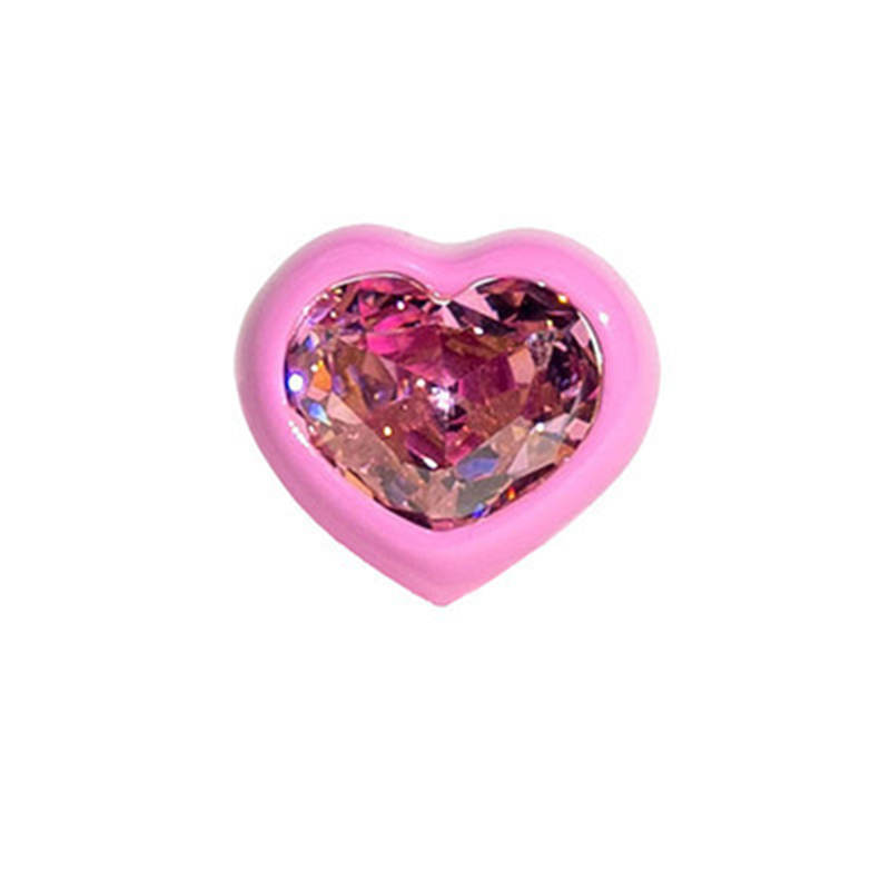 Acrylic Resin Rhinestone Rings Sparkling Heart Crystal Zircon Opening Adjustable Ring for Women Girls Jewelry