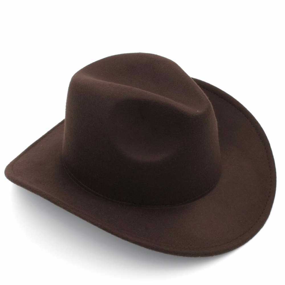 Luckylianji Retro Kids Trilby Wool Felt Fedora Country Boy Cowboy Cowgirl Hat Western Bull Jazz Sun Chapeau Caps for Children Q0805