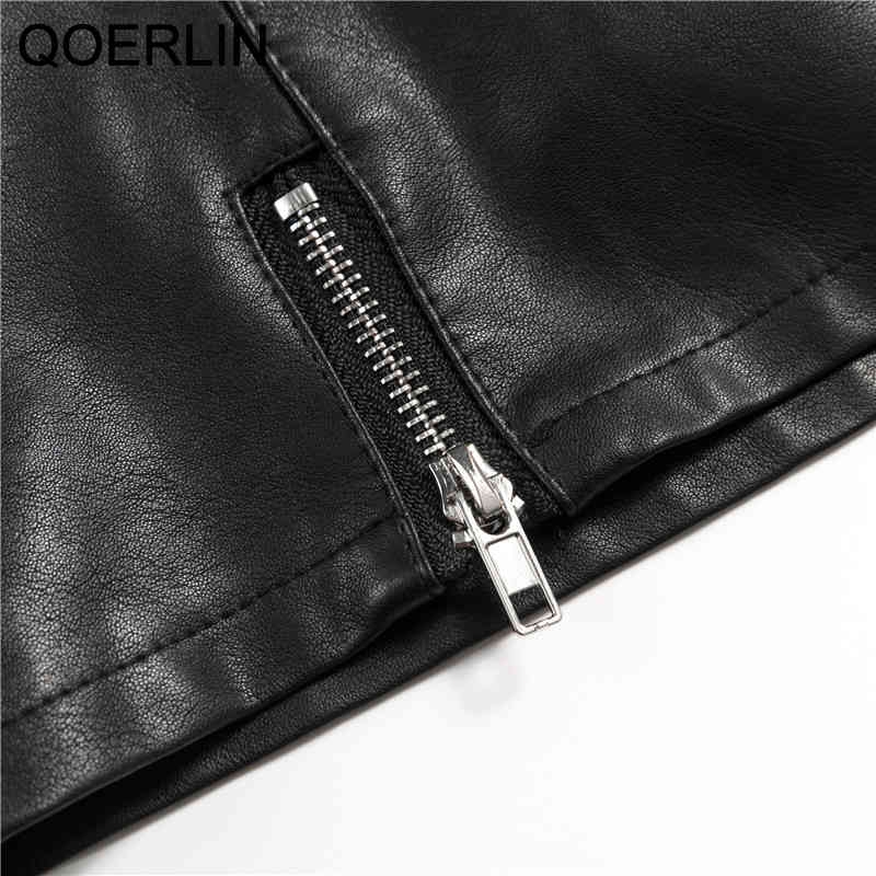 QOERLIN Vintage Girly PU Leather ALine Skirt with Safe Shorts High Waist Back Zipper Washed Short Mini Skirt Women Summer Saias 210412