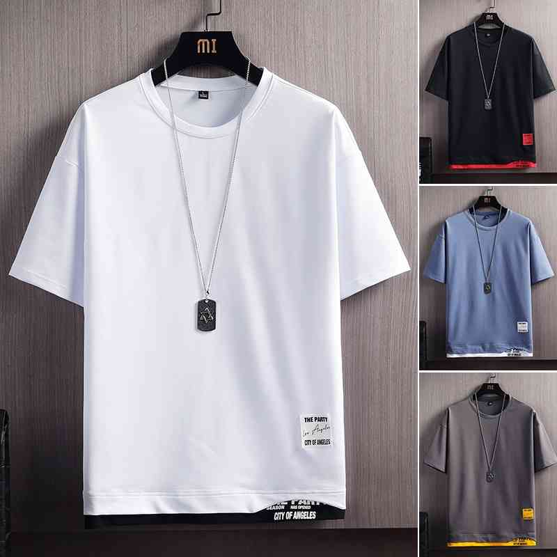 4 Colors Short Sleeve Men's T-Shirt Summer Fashion Patchwork Tshirt men Classic O-NECK Tops High Quality Harajuku male Tee Shirt 210603